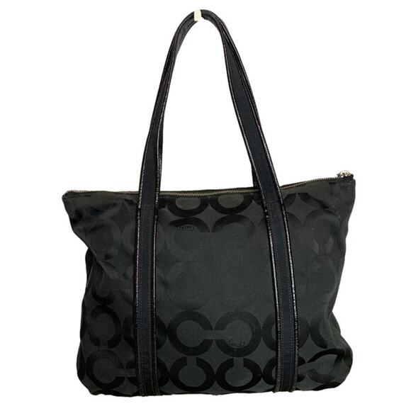 COACH Poppy Black Special Edition Signature Canvas Tote - Picture 2 of 9
